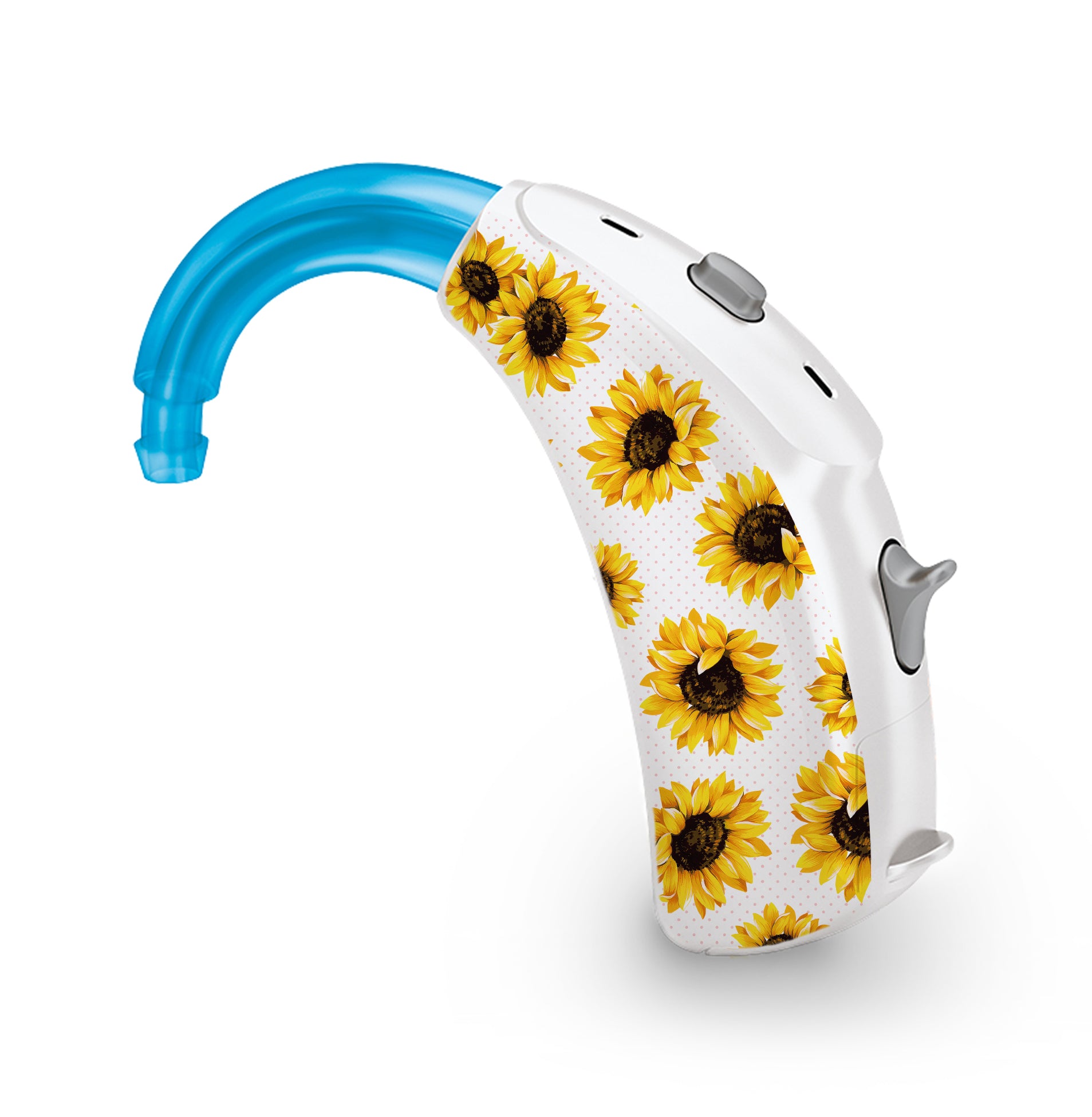 Deafmetal USA features HearSkins Hearoes brand hearing aid and cochlear implant stickers and skins to decorate hearing devices Sunflowers Hearing Aid and CI Skins